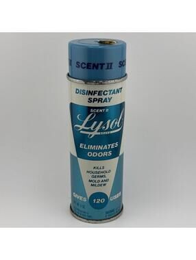 Vintage Lysol Scent 2 6oz Metal Spray Can Bottle Advertising Prop Display Full